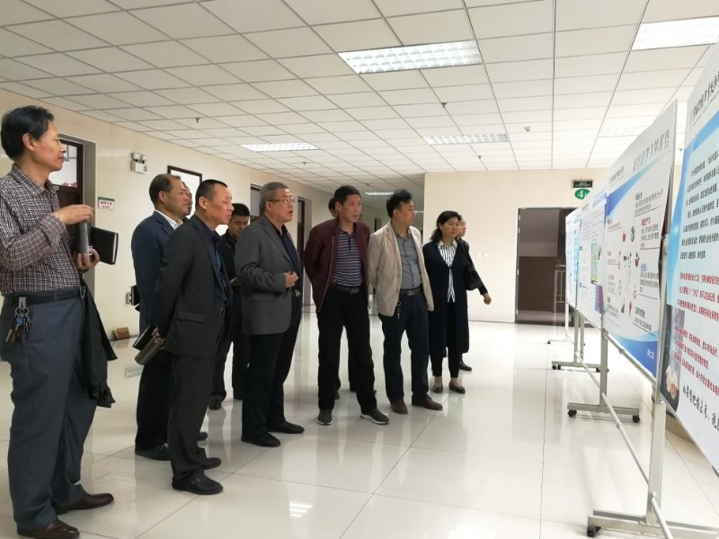 教学口各部门处室领导参观展板一